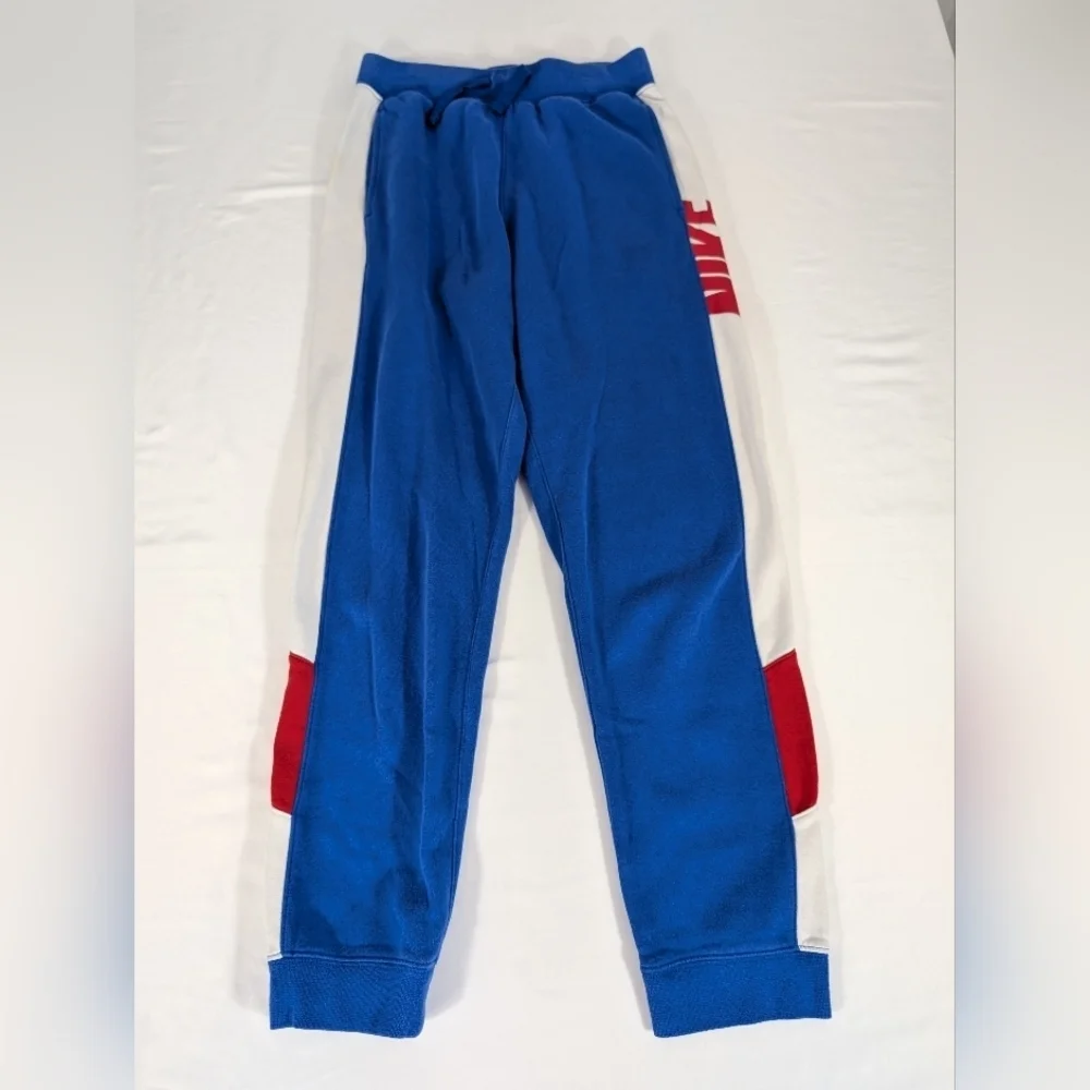 Nike Kids Blue and White with Red Nike Logo Track/Jogger Pants Size Large